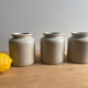 Old glazed stoneware mustard pots