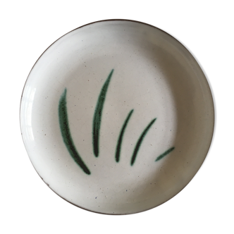 Signed glazed earthen dish