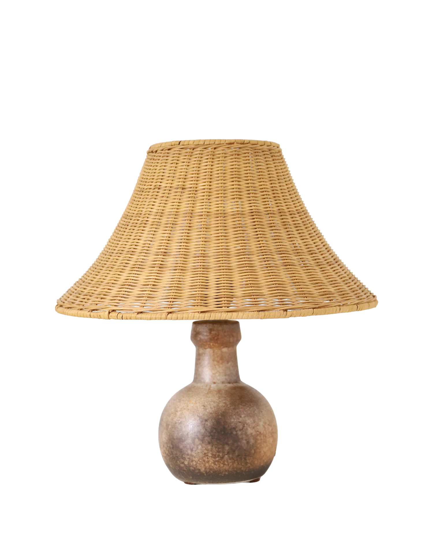 Table lamp – Vintage 60s ceramic and rattan shade