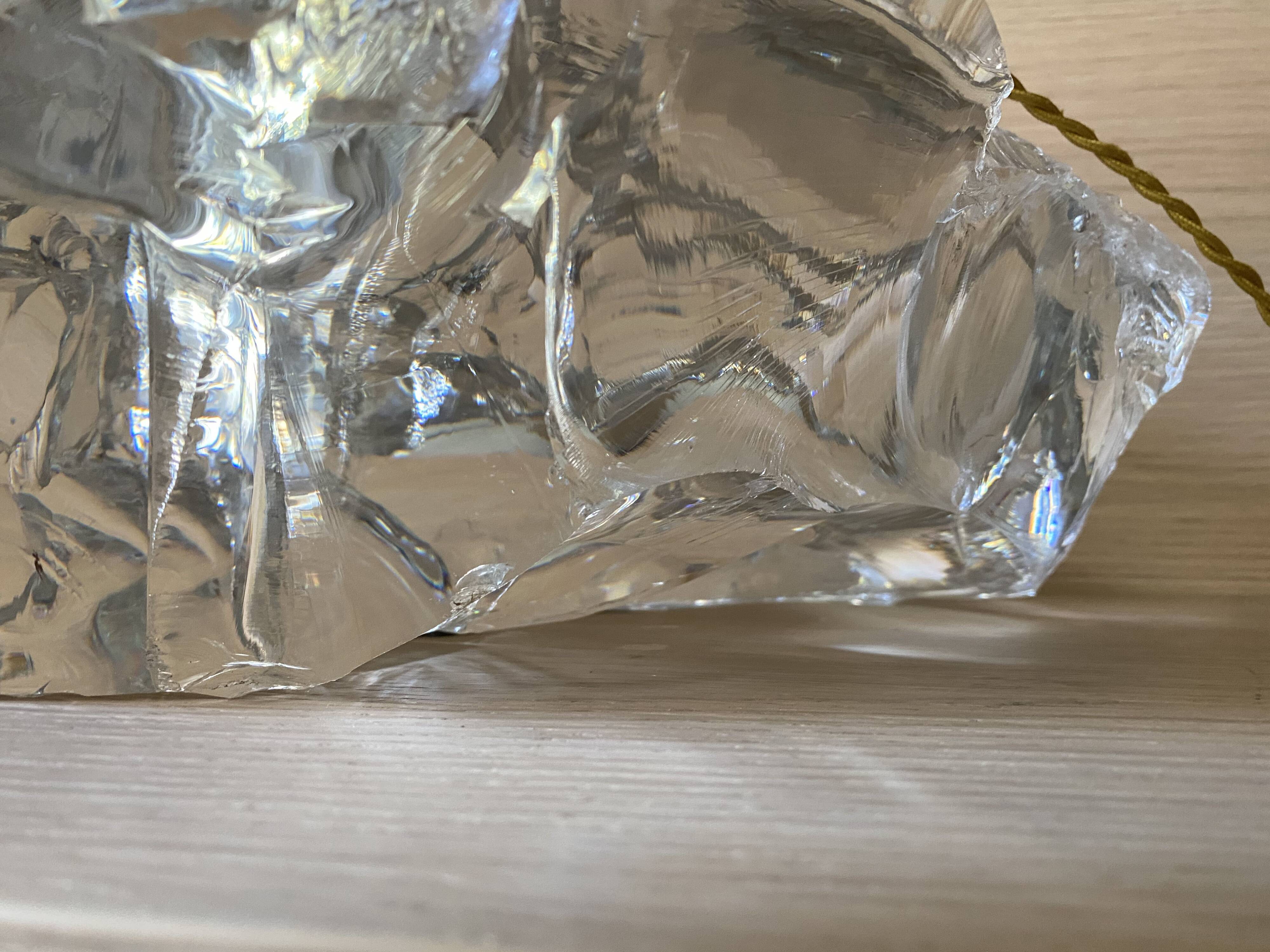 Art Deco lamp in crystal block, in the style of Jean-Michel Frank, 1930.