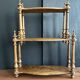 Antique turned wooden shelf with three levels, around 1900.