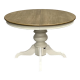 Round extendable oak dining table