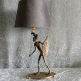Lampe guerrier africain en bronze.