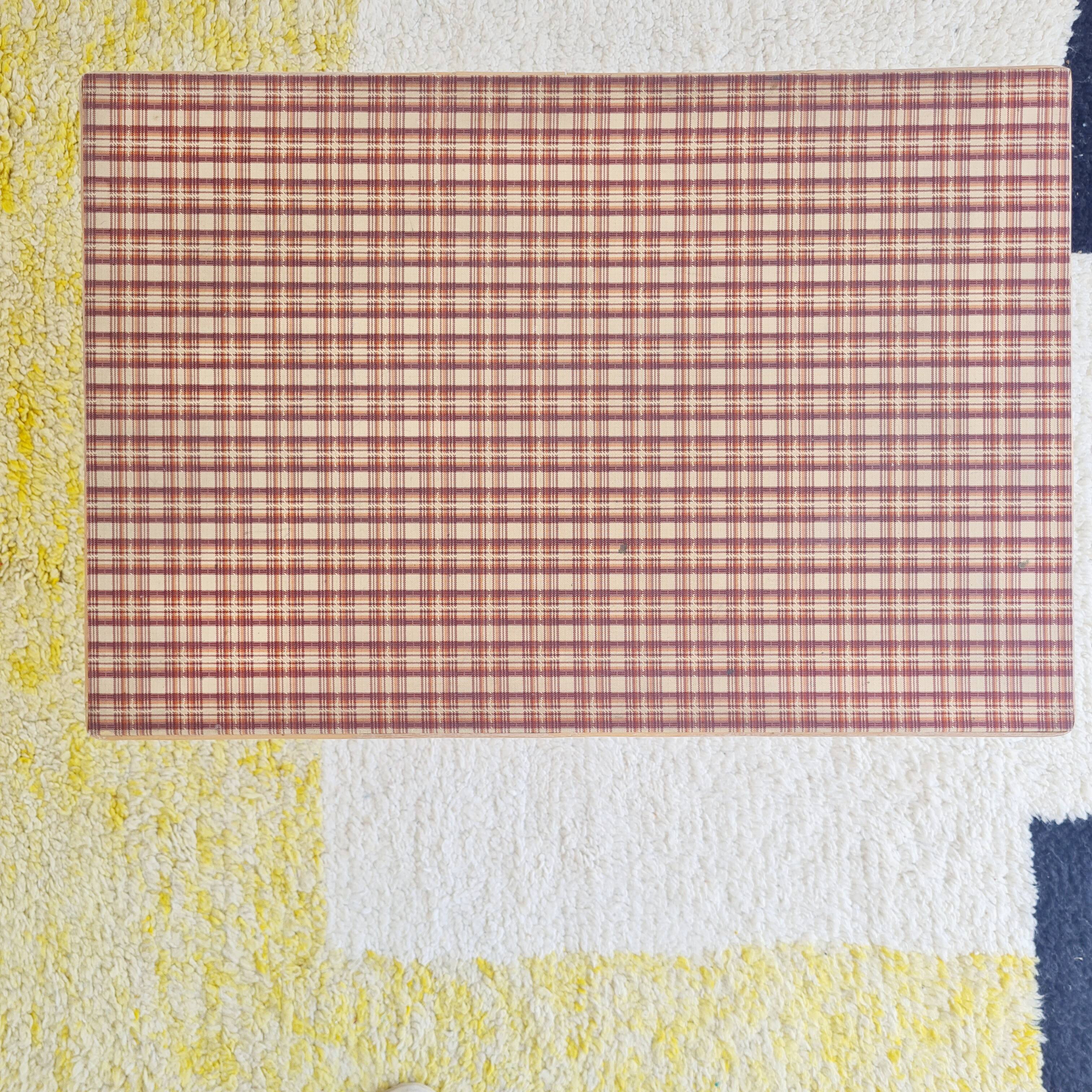 Rattan coffee table with tartan top