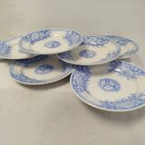 4 Sarreguemines blue flower plates, JARDINIÈRE model
