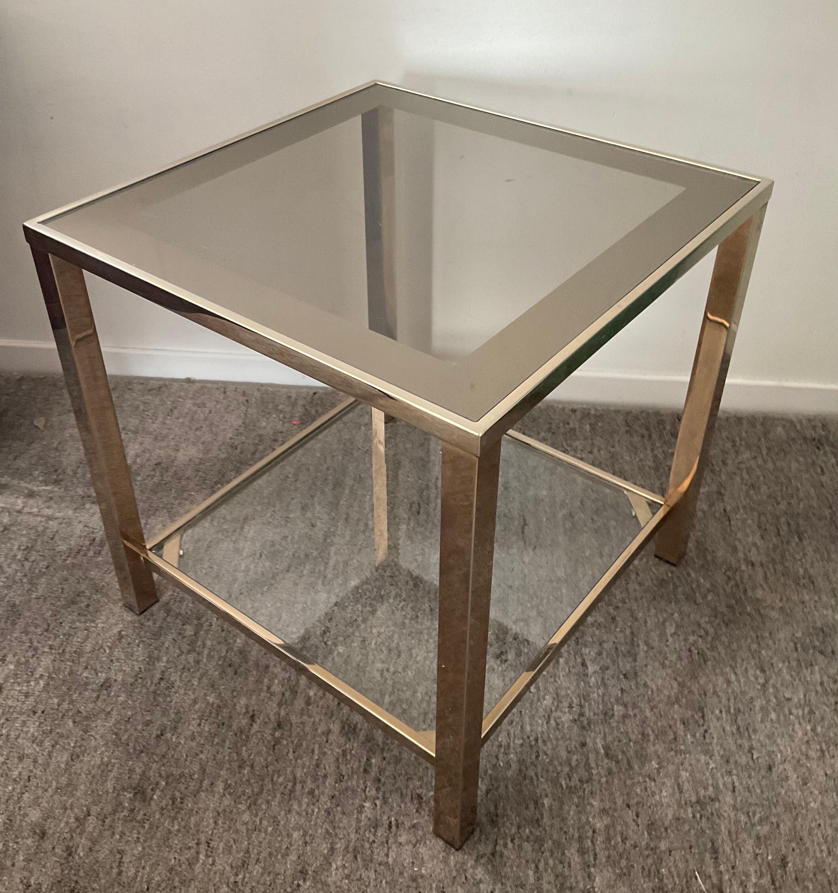 Belgo Chrom coffee table from the 70s in gold-plated brass