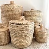 Panier osier avec couvercle