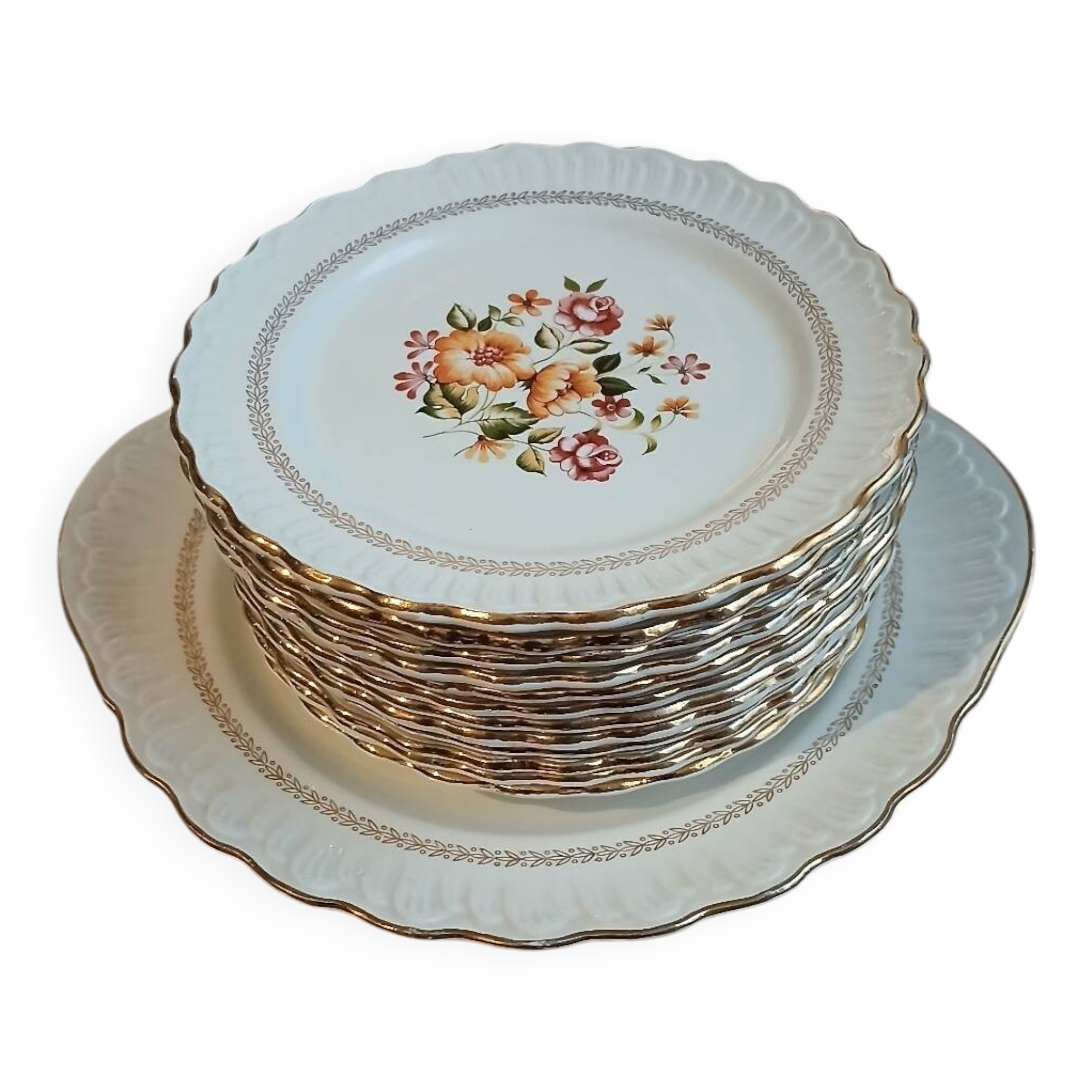 12 antique dessert plates "Capri"