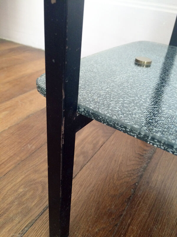 Table basse verre et métal 1960