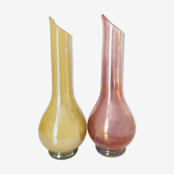 Set of two Murano glass vases