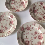Set of 4 dessert plates flower pattern