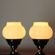 Suite de lampes de table en verre opalin et laiton, Tchécoslovaquie 1955
