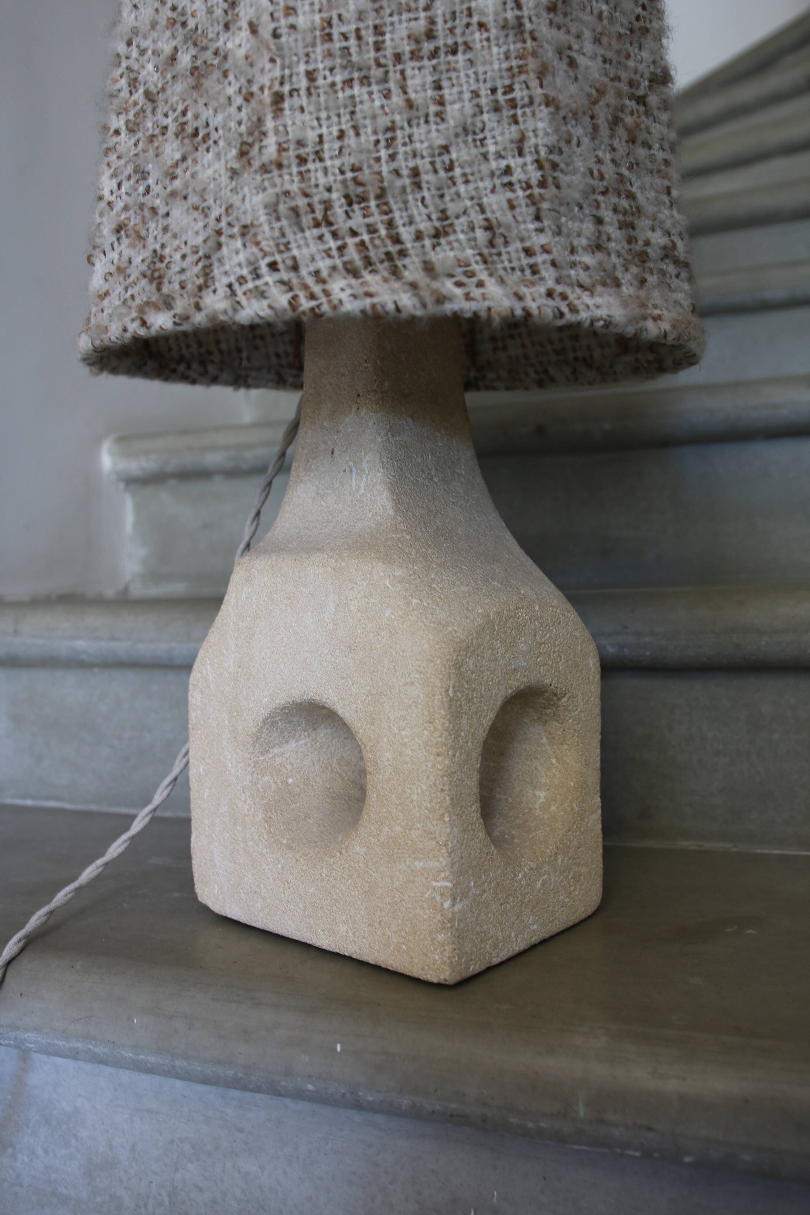 Large sculpted stone lamp, in the style of Albert Tormos, 1970s.
