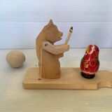 Bogorodskaya traditional Russian wooden bear and matryoshka toy