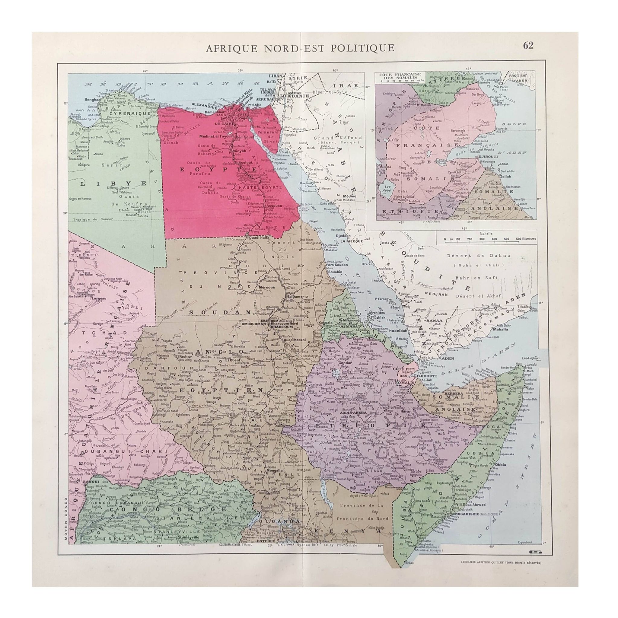 Old map North-East Africa Egypt Libya Sudan 1950
