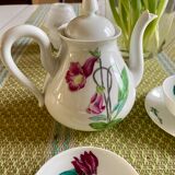Porcelain service Limoges stamped, teapot and 4 cups with cups