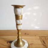 Brass and mother-of-pearl bougeoirs