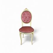 Vintage medallion chair – Patinated wood & powder pink velvet