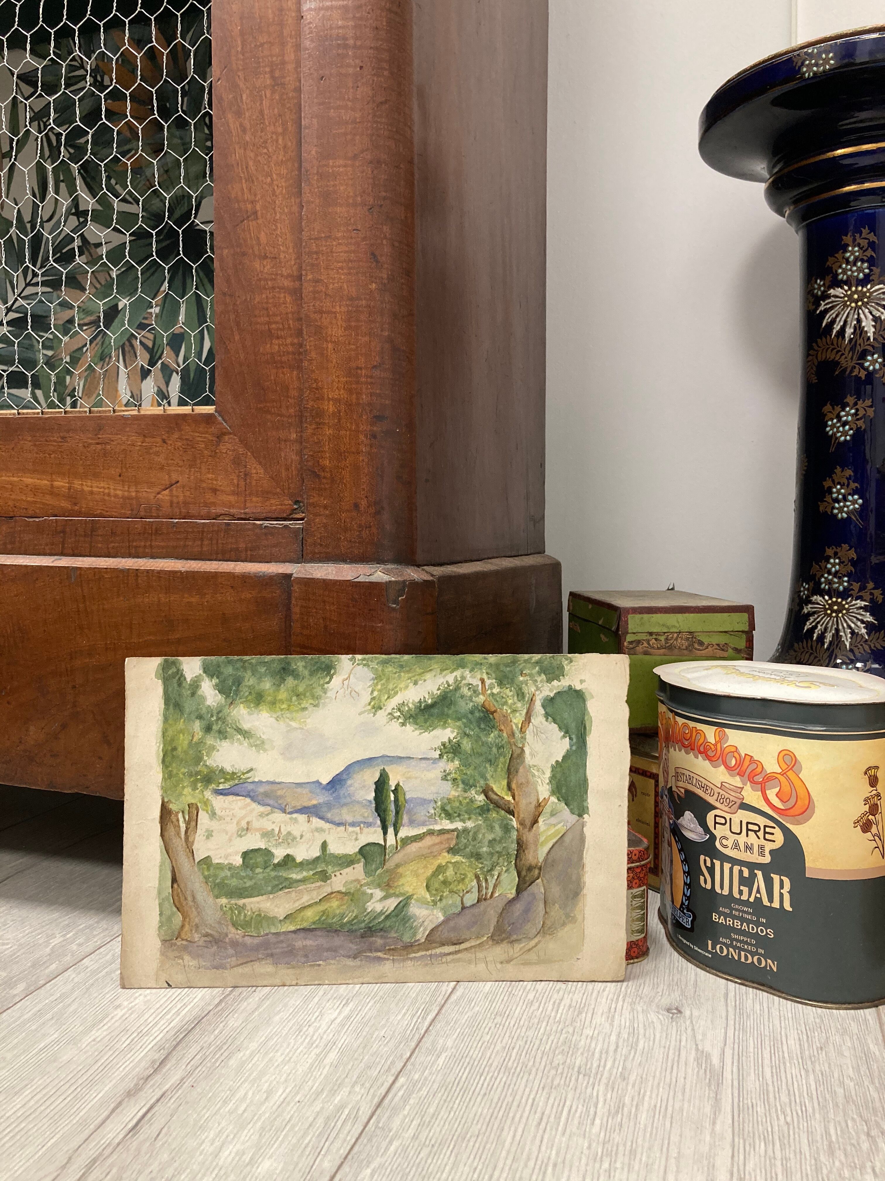 Aquarelle paysage vintage