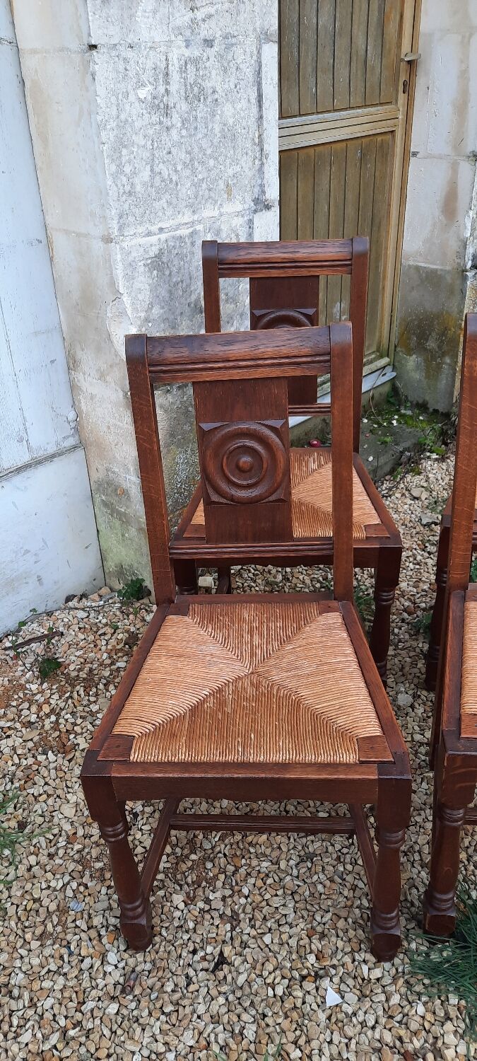 6 chairs and two brutalist armchairs