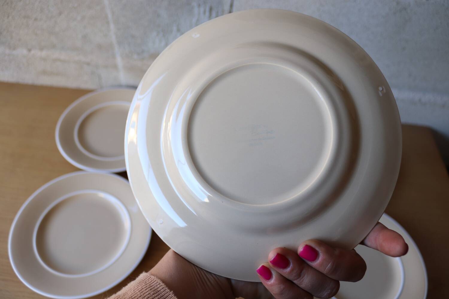 6 beige grosfillex dinner plates Salins France