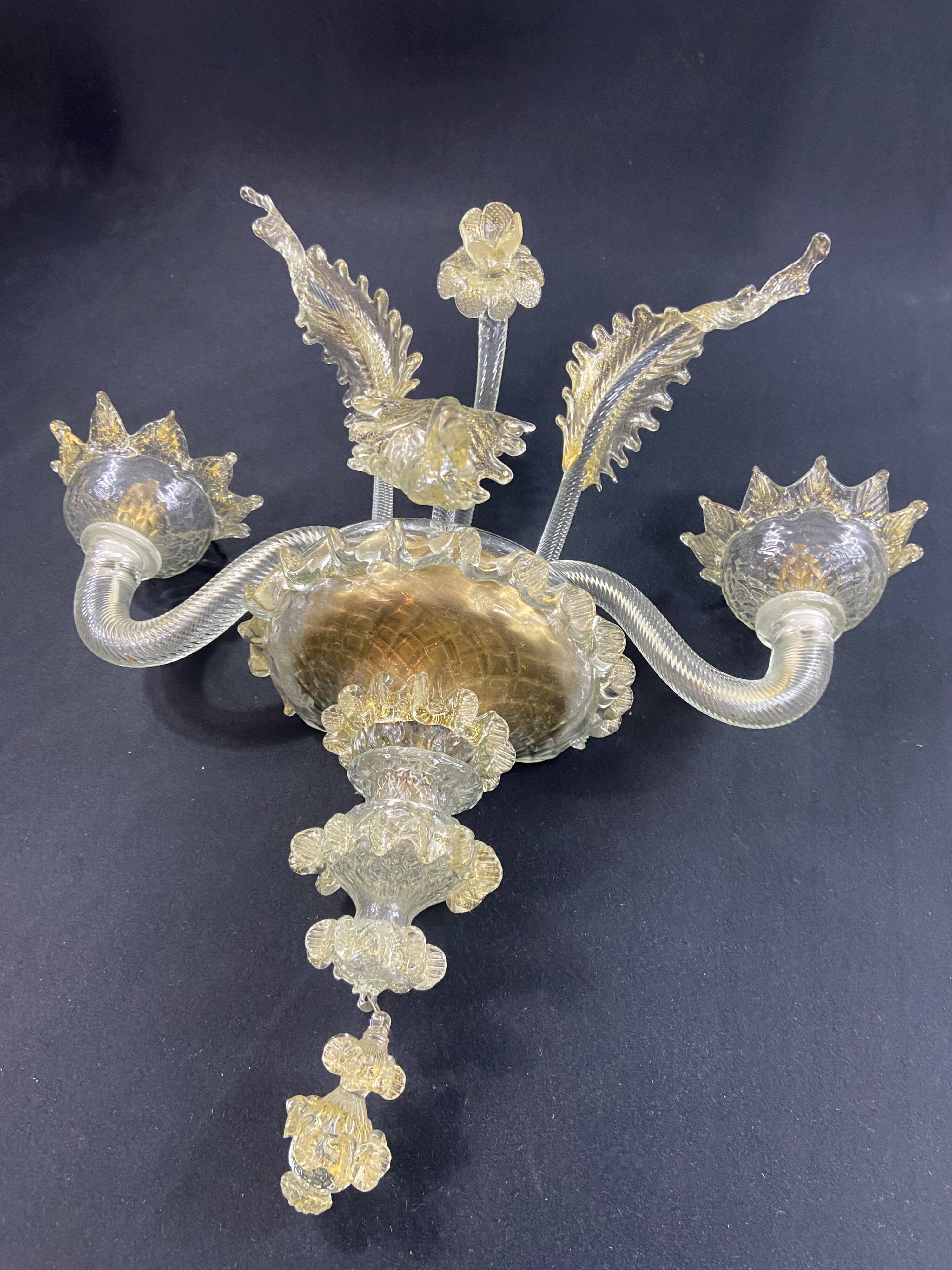 Large two-light wall lamp in Murano glass Venice