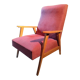 Vintage red armchair with compass feet in Scandinavian design