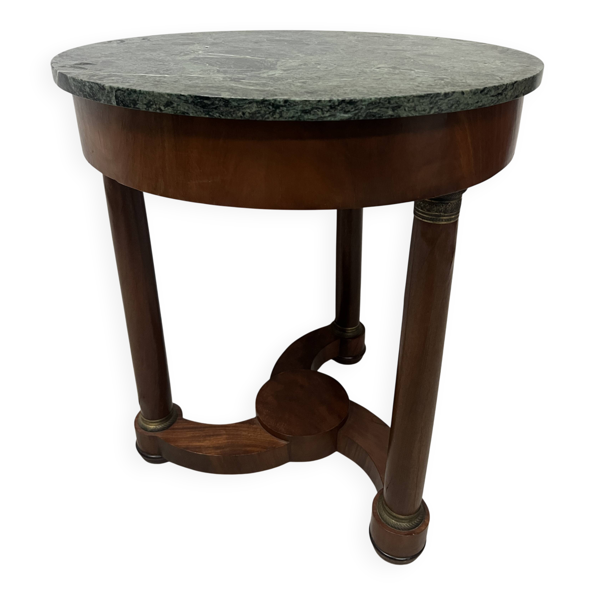 Round Empire-style side table in mahogany and veneer, 20th century