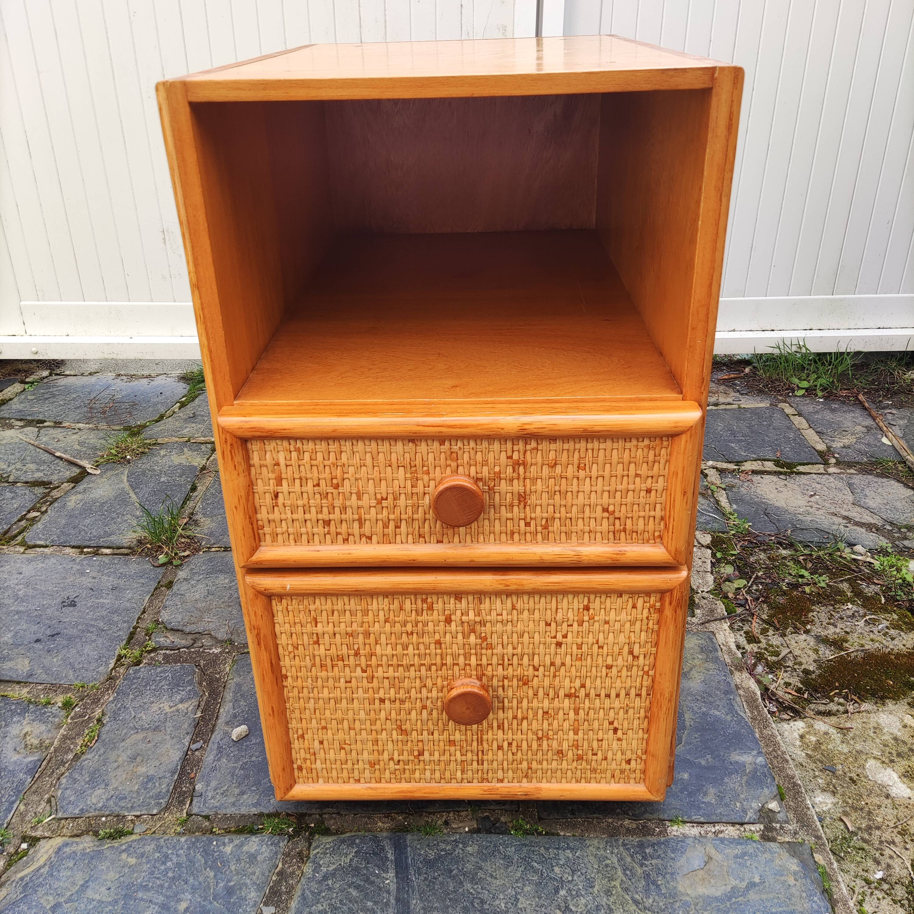 Bureau vintage en bambou et osier