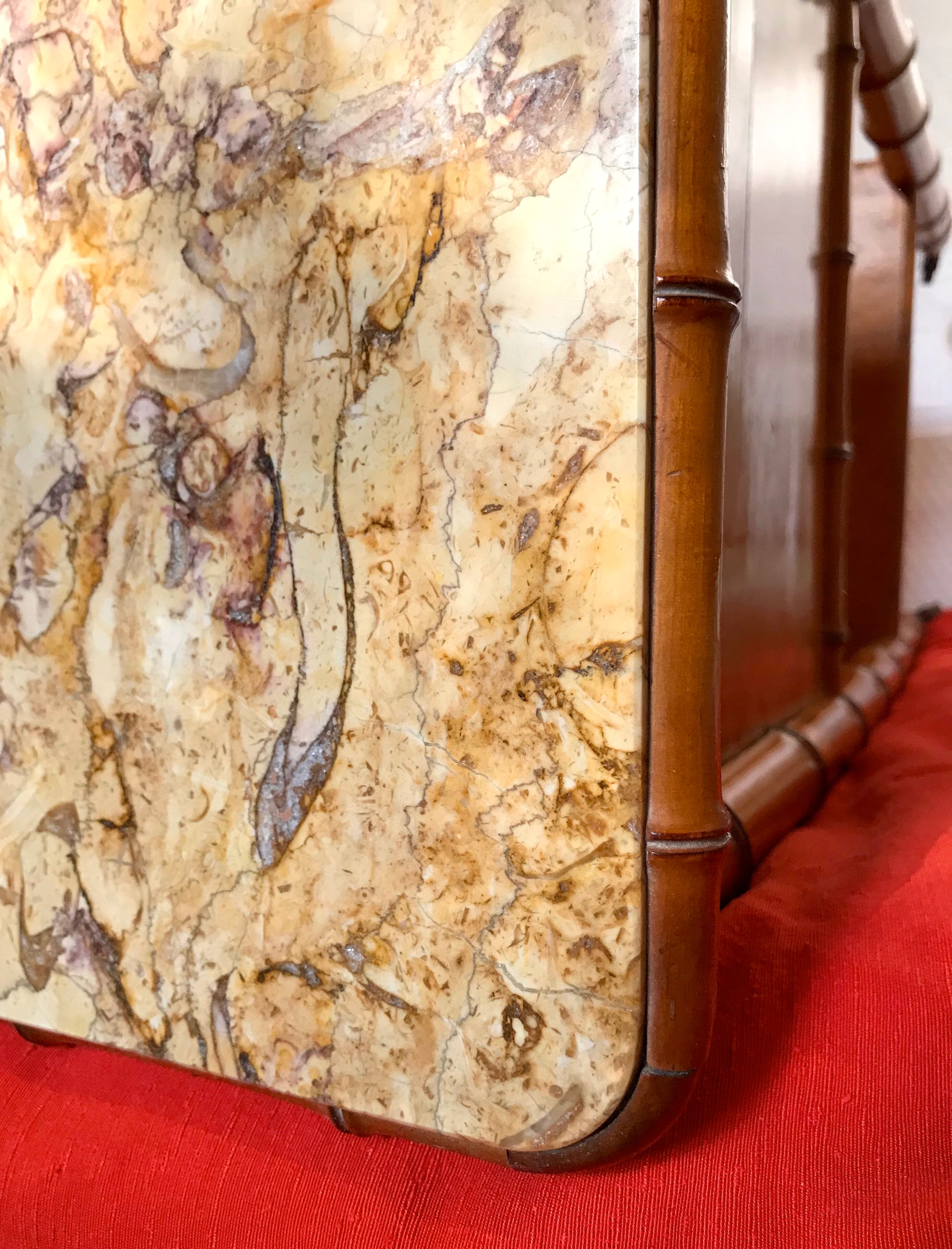 Bedside bamboo collection circa 1870 Napoleon III pitchpin cherry marble