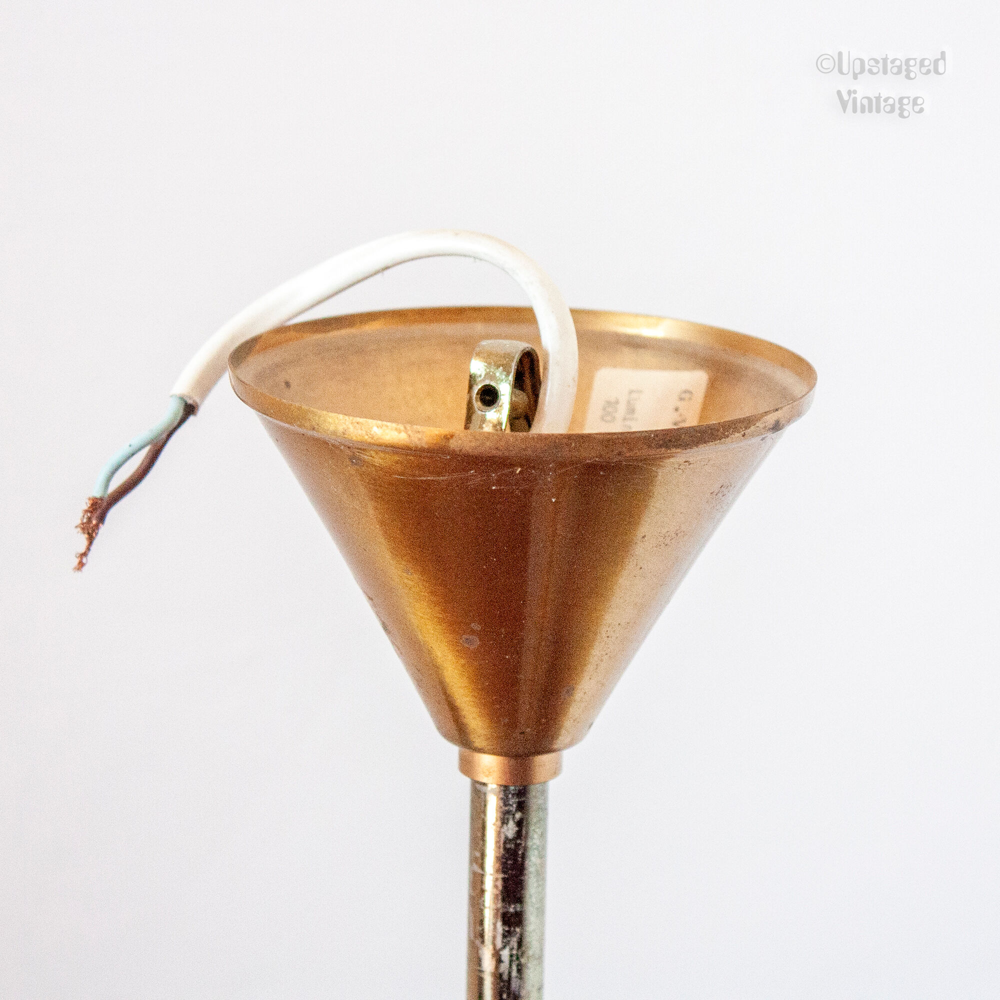 Mid-Century Ceiling Lamp in Brushed Gold with Lampshade in Ribbed Glass G.V. Luminaires