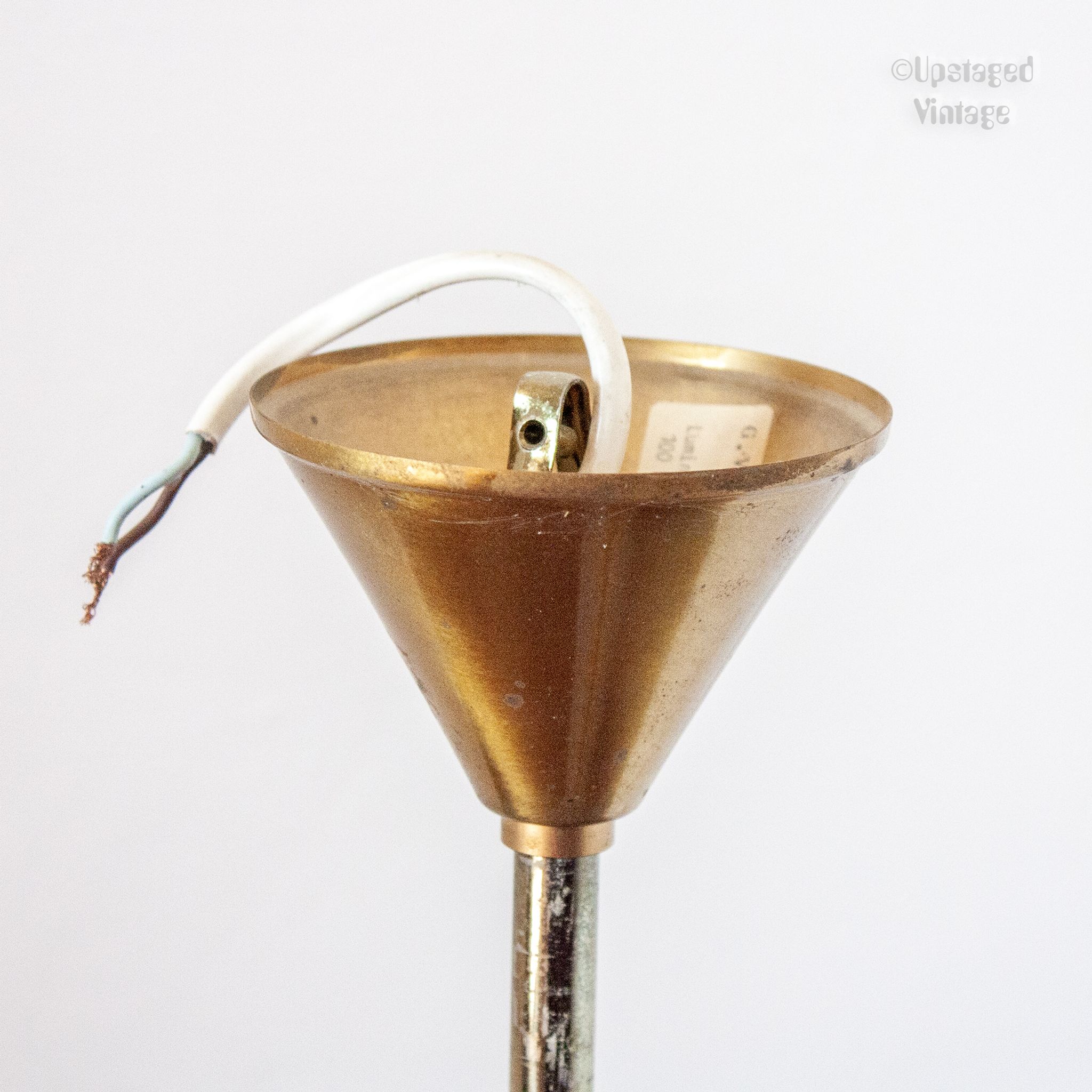 Mid-Century Ceiling Lamp in Brushed Gold with Lampshade in Ribbed Glass G.V. Luminaires