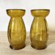 Paire de vases à jacinthe en verre ambré bullé