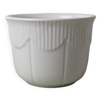 Cache-pot blanc en céramique émaillée