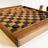 Game of checkers wood dovetail assembly vintage