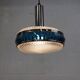 Vintage Chrome & Blue Pendant Lamp - 1970s Massive Belgium Lighting