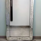 Large antique Venetian mirror – Murano flowers and engravings – 123 x 75 cm