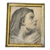 Profile of woman with drapery drawing nineteenth signed julien