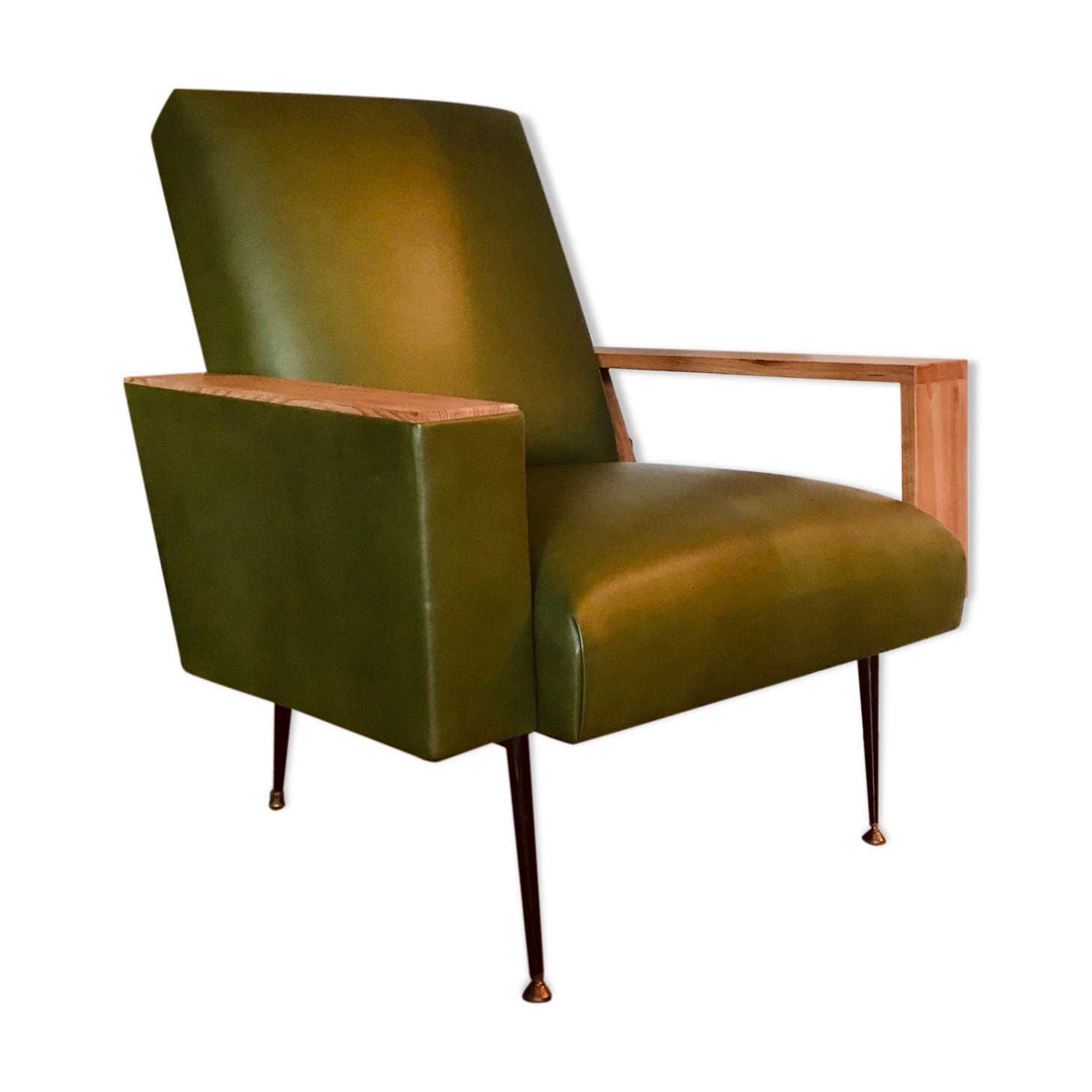 Vintage leather chair olive green