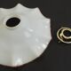 Vintage lampshade in white opaline glass with a wavy amber edge – Pendant or light