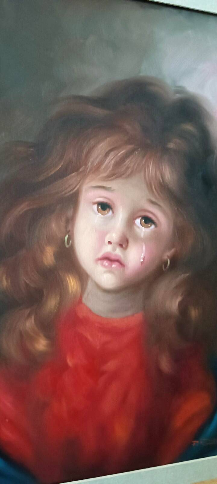 Oil painting on canvas portrait of a little girl - Pietro Pantino (1941-2020)