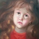 Oil painting on canvas portrait of a little girl - Pietro Pantino (1941-2020)