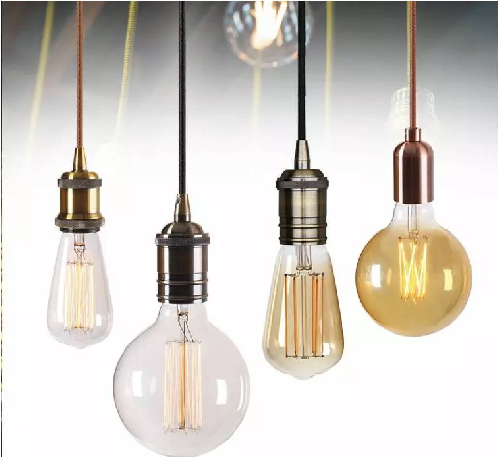 5 lampshade suspensions made and Girard Sudron LED filament bulbs