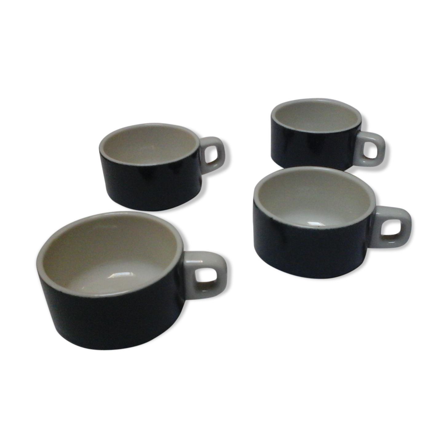 4 tasses bistrot bleu nuit et blanches