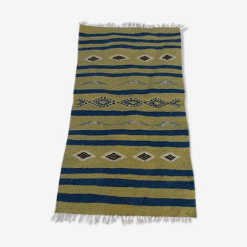 Tapis kilim vert fait main en pure laine