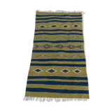 Tapis kilim vert fait main en pure laine