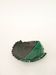 Two-tone ceramic leaf dish, green and black, signed, 1960.