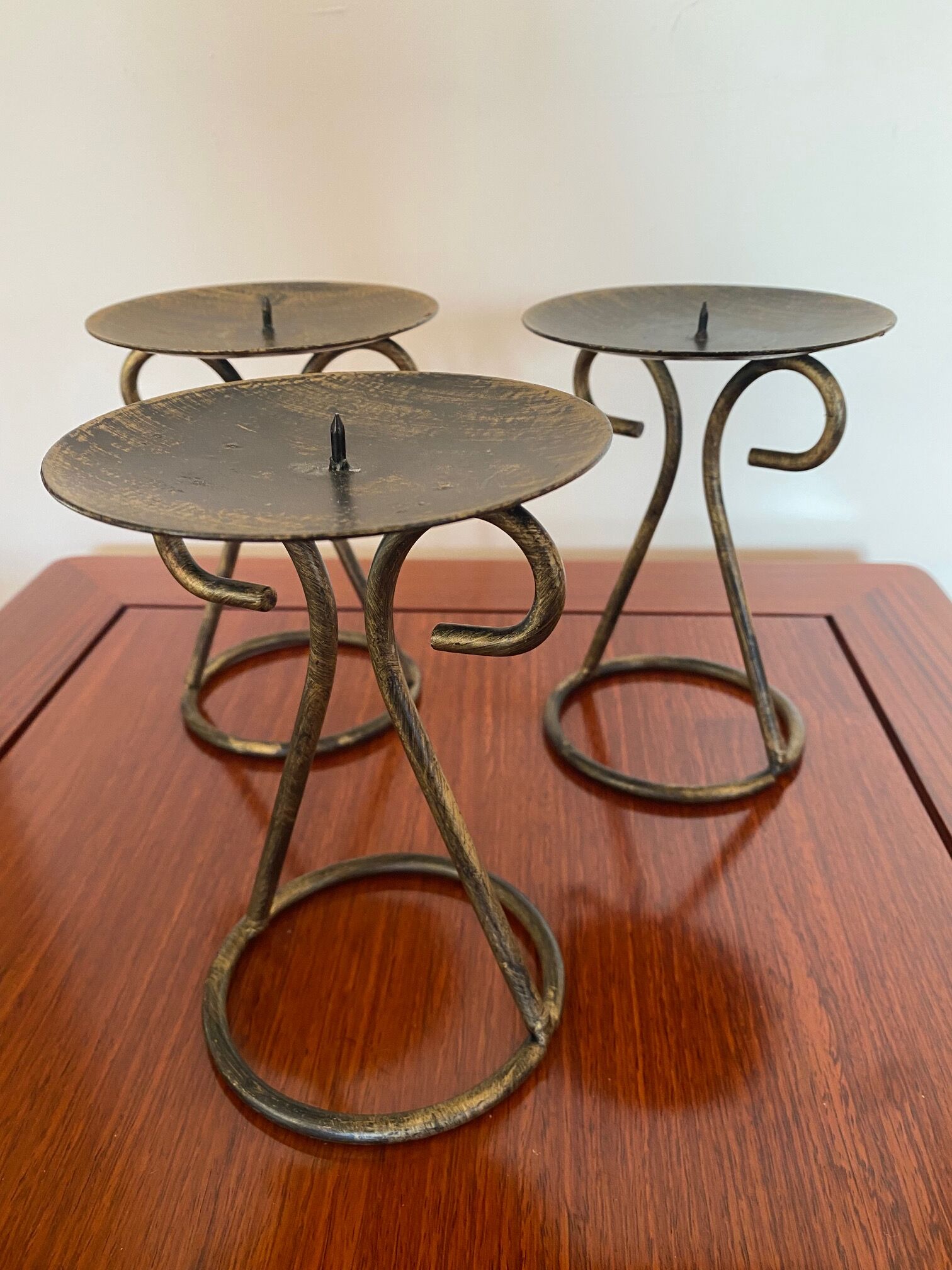 Set of 3 wrought iron candle holders