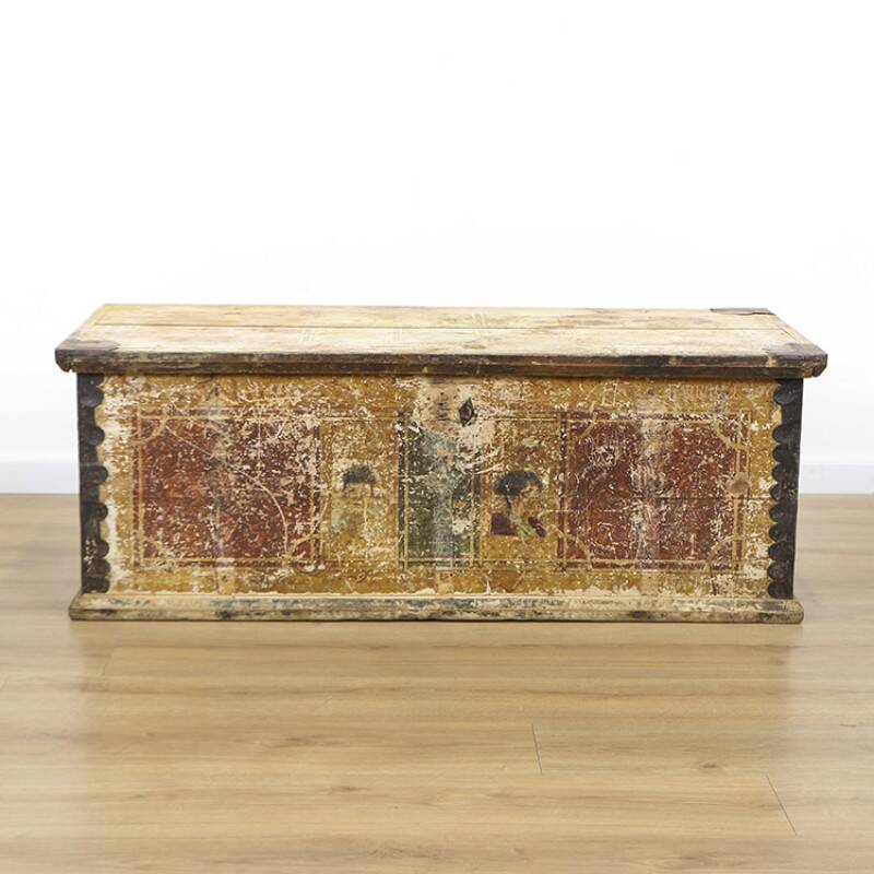 Antique Painted Folk art bridal chest
