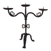 Large 3-Arm Wrought Iron Candlestick